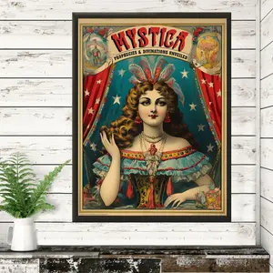 Circus Freak 'Mystica' Retro Print Poster Art Nostalgic Sideshow Sign Home Decor Antique Inspired Wall Art Room Decor Unframed