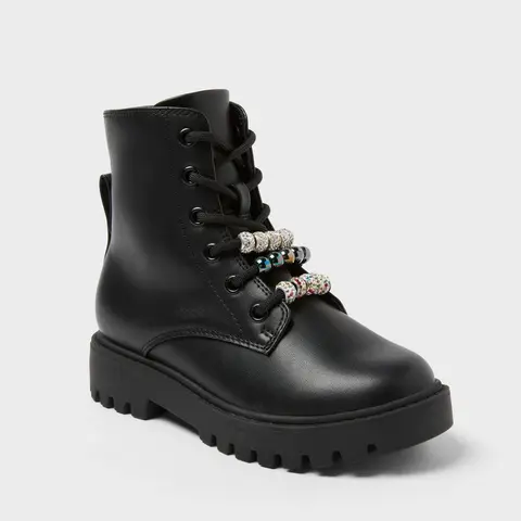 Art Class Kids' Bronx Lace-Up Combat Boots with Side Zipper