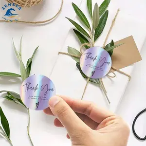200pcs/rolls 1-inch circular label, thank you sticker roll -1 inch (25mm) rainbow laser sticker, suitable for small business packaging, orders, and gifts