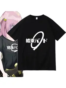 Unisex Anime Cosplay Short Sleeve T-Shirt, Bocchi No Rock Hitomi Gotoh Lychee Nijika Casual Tee, Comfortable Daily Wear