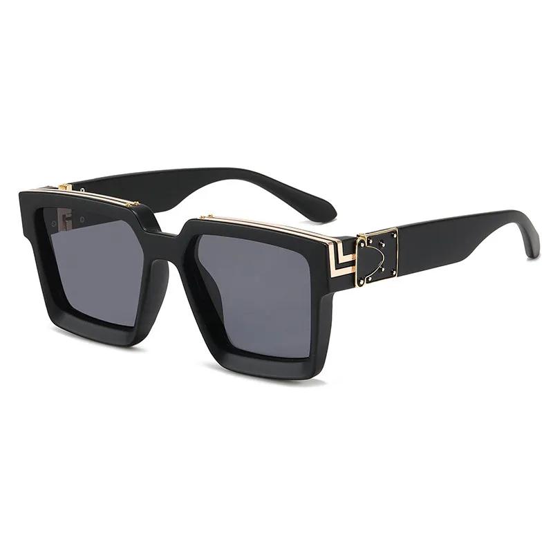 Oversized Fashion Luxury Brand Style Sunglasses, 100% UV Protection, Thick Square Frame, Women Unisex, Black and Gold Color Combination and Black on Black