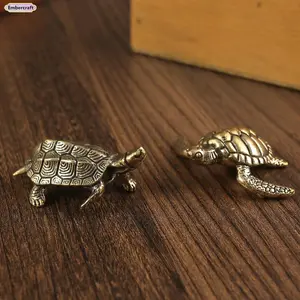 Handmade Solid Brass Traditional Alligator Turtle Figurine - Vintage Longevity Tea Pet, Lucky Feng Shui Collectible, Home Decor, Unique Gift for Tea Lovers
