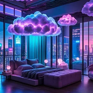 3D Thundercloud LED Atmosphere Light - 73.62 Inch Color-Changing USB-Powered Night Light for Gaming Rooms, Parties, Garage & Club Decor, Button-Controlled Dynamic Cloud Lighting, Gaming Room Decor | Modern Decor Light | LED Cloud Light
