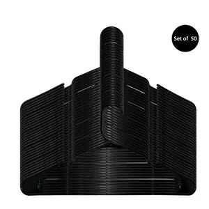 Everyday Use 50-Pack Lightweight Black Clothes Hangers Durable Plastic for All Garment Types Set of 50