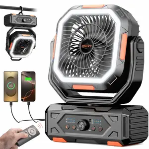 OGERY 2026 Upgraded Camping Fan, 30000mAh Rechargeable Fan with LED Lights & 270° Pivot, Remote Control Shaking Head Desk Fan for Tent Travel Home Multifunction Outdoor Activities