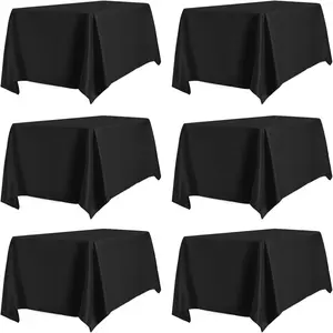 6 Pack Rectangle Black Table Cloths 60 x 102 Inch for 6Ft Tables, Stain and Wrinkle Resistant Table Linens for Home Use, Wedding, Party, Banquet and Camping