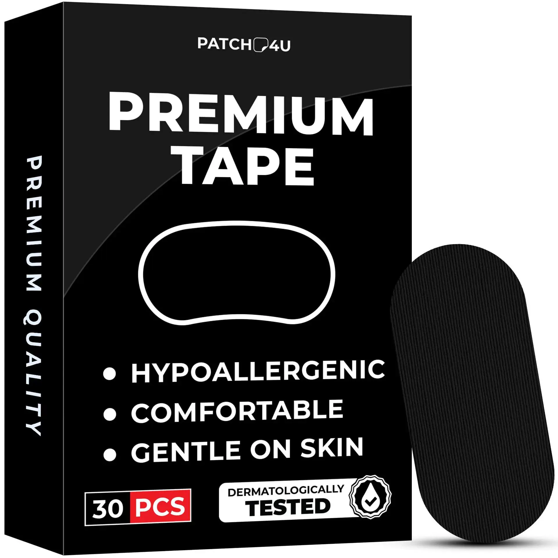 Patch4U Premium Sleep & Sports Tape - 60 Count, Extra Strong Adhesive, Hypoallergenic Elastic Fabric, Ergonomic Lip Seal Design for Secure Fit & Strong Hold