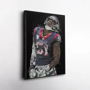 Will Anderson Jr. Wall Art ? Houston Texans Canvas Print, NFL Football Decor, Framed Poster Gift for Fan Room, Man Cave, or Office ( Unframed - Print Only )