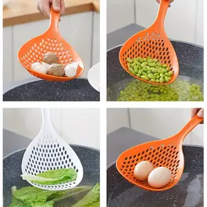 1pc Slotted Spoon For Kitchen Noodle Colander - Stainless Steel With Long Handle - 5.35in X 5.35in X 13.7in - Ideal For Home Cooking And Restaurant Use - Kitchen Utensils And Accessories