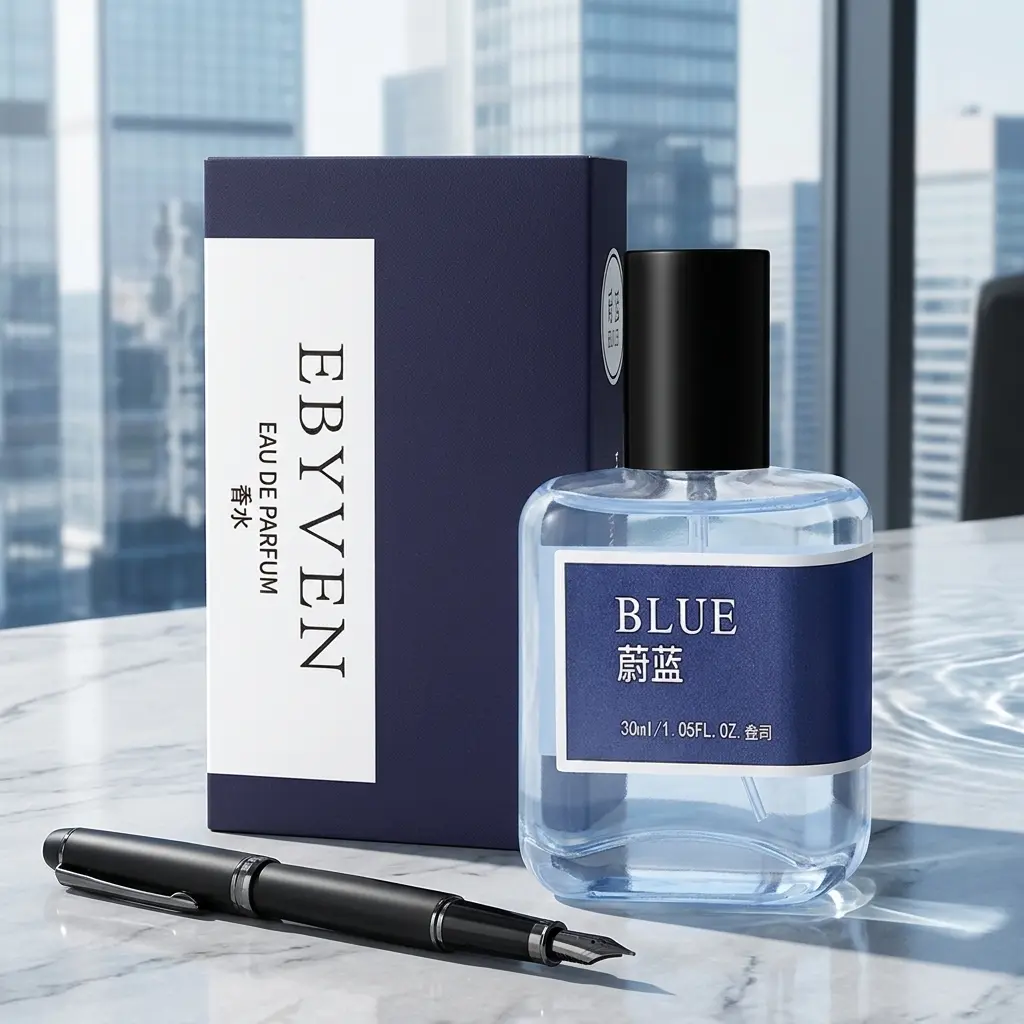 Ebyven Blue Eau de Toilette for Men – Mint Ginger & Orange Mimosa Fresh Aquatic Fragrance, Long Lasting Crisp Scent, Urban Professional Cologne Gift 30ml