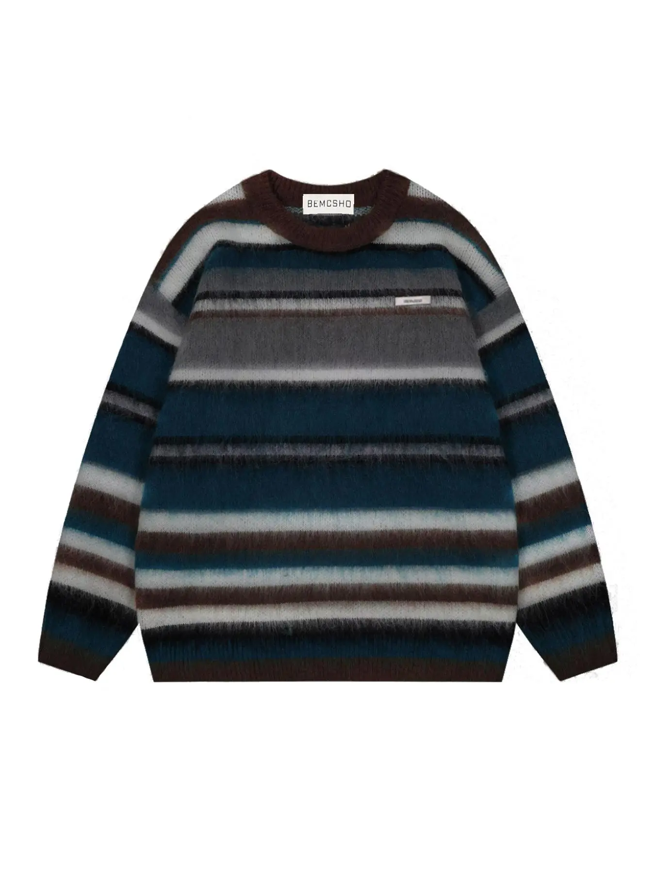 Men's Fall Winter Striped Sweater, Casual Fashion Knitwear, Winter Warm Pullover, Trendy Loose Fit Pullover, Soft Alpaca Wool Blend, Long Sleeve