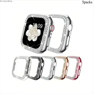 2026 NEW 5pcsSet Diamond Decor Stylish Shockproof PC Hollow Watch Case Protective Cover, Compatible With Watch Series Ultra/SE/1-10 38/40/41/42/44/45/46/49mm