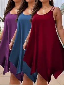 [Plus Size] Solid Color Tank Dress, Casual Sleeveless Lounge Dress for Daily Wear, Nightdress Pj, Women's Sleepwear for All Seasons