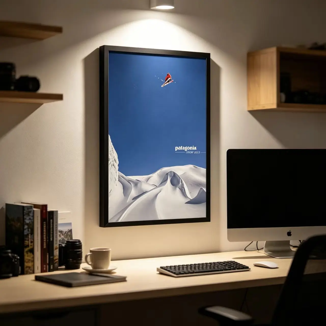 Snow Mountain Ski Poster Wall Art Winter Adventure Canvas Print Nordic Landscape Decor for Bedroom Living Room Office Outdoor Lover Home Decoration