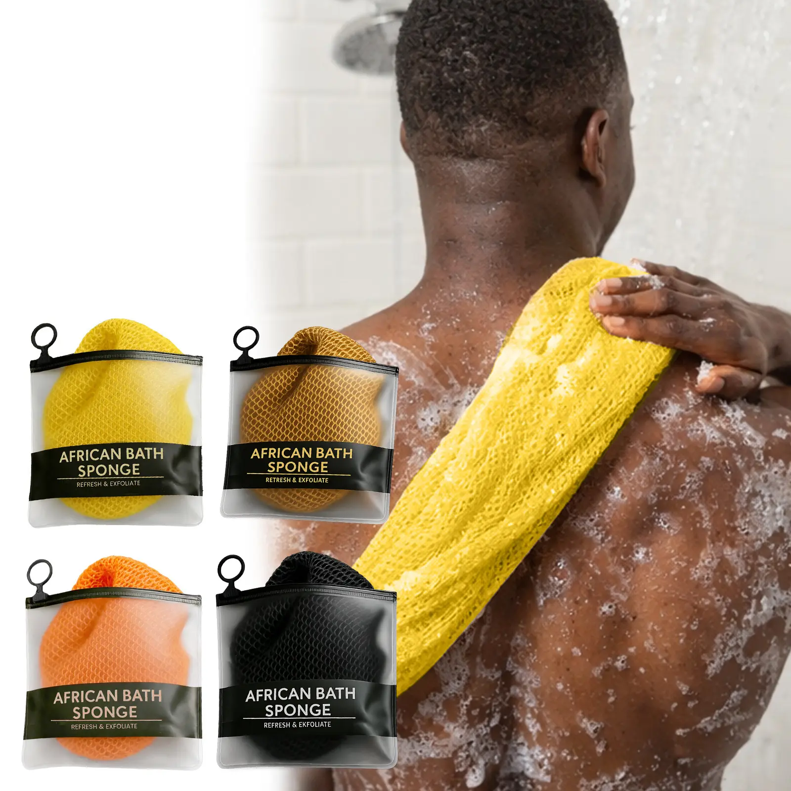 2-Pack African Net Sponge Bath Loofah Rope, 40-Inch Smooth Effective Washcloth, Eco-Friendly Exfoliating Whole Body Scrubber, Gentle for All & Combination Skin Types, Fine Knits Bath Accessory Ideal Gift, Lathers Well, Nylon Fiber, Rope Loofah