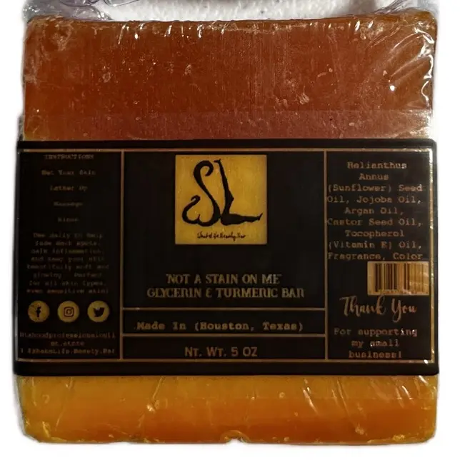 SL Glycerin & Turmeric Bar - 5 OZ Made in Houston, Texas - Not a Stain, Supporting Business