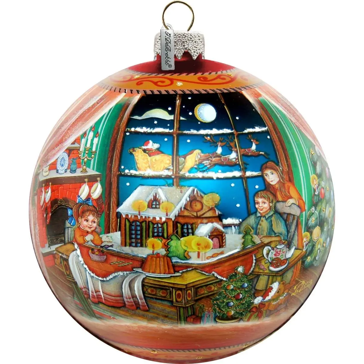 G.DeBrekht 73857 Handmade Traditional Artistic Iridescent Luminous Glass Satin Transparent Paint Ball LE Ornament, Decorative Christmas Decor Boxed Collectible, Holiday Home Decor Gift