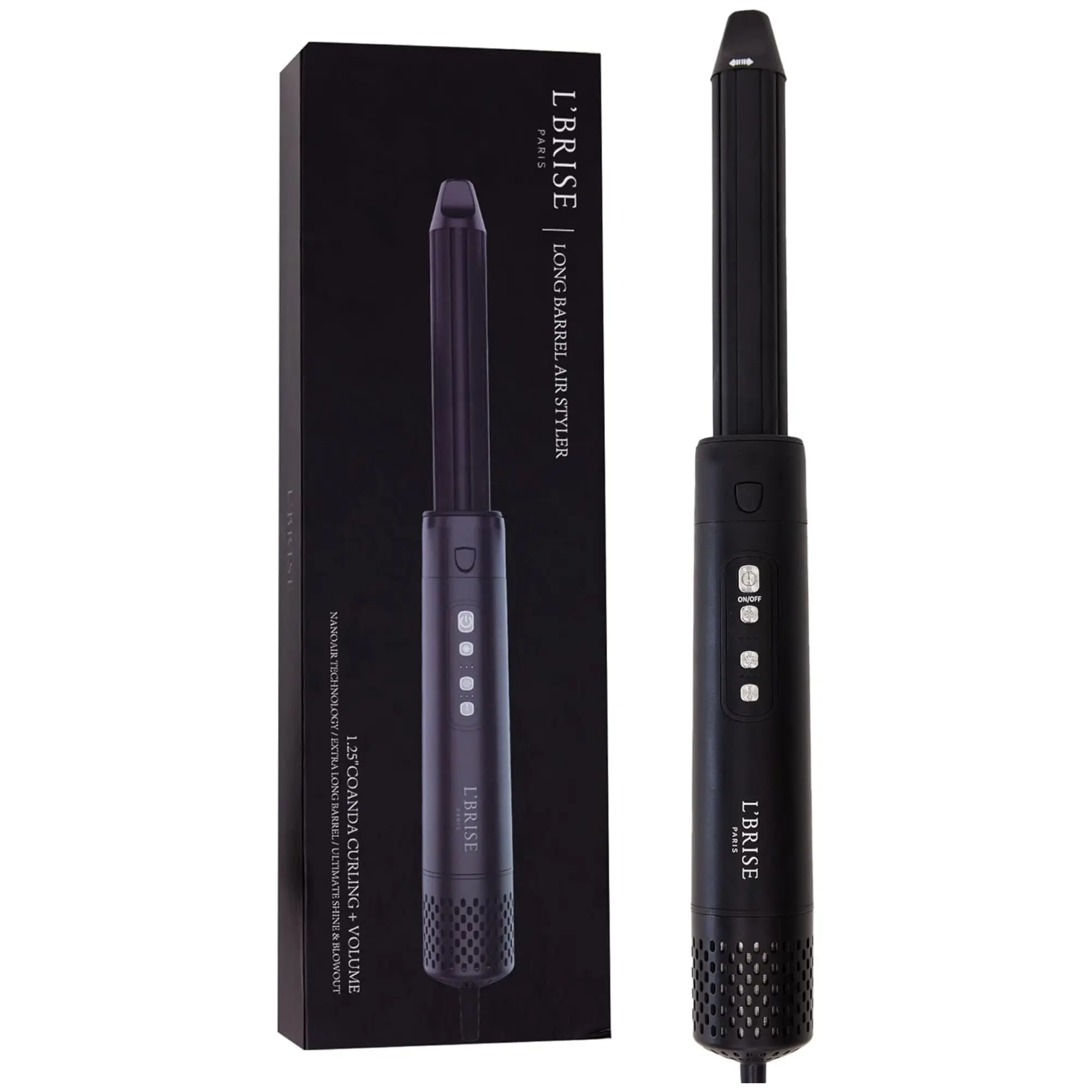 L'Brise Paris Air Styler - 1.25 inch Thick Barrel, New Technology Coanda Effect, Longest Barrel, Hair Dryer and Styler, Black, Plastic, 120 Volts, 1200 Watts, 3 Speeds, 6 Settings