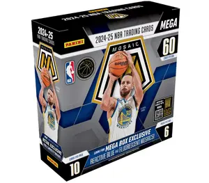 Panini 2024-25 Mosaic NBA Mega Box - Reactive Blue Exclusive Parallels & Fluorescent Metallics - 60 Cards per Box - Collectible Trading Cards