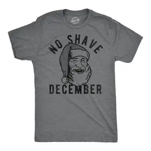 Mens No Shave December T Shirt Funny Xmas Santa Claus Beard Facial Hair Joke Tee for Guys Mens Funny T Shirts Cool Vintage Fashion T-Shirt Gift Classic Menswear Christmas Apparel for Men Funny Sarcastic Short Dark Grey