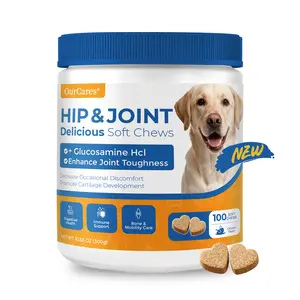 OurCares NEW Advanced Joint Health Support Soft Chews for Dogs Chicken Flavor 100 Count with Glucosamine MSM & Turmeric Supports Cartilage Repair Mobility,Vitamin C&E, GLB