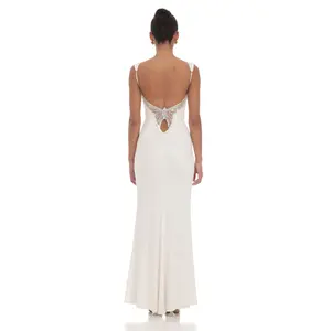 Lucy In The Sky Back Sequin Butterfly Maxi Dress in White