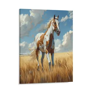 Cool Brown White Horse Posters Wall Art Prints Country Rustic Landscape Wild Animals Canvas Posters Home Wall Art Family Bedroom Office Decor Aesthetic Festival Gift