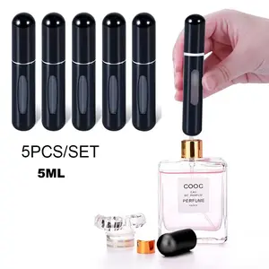 5PCS 5ml Portable Mini Refillable Perfume Atomizer Spray Bottles, Empty Cosmetic Scent Pump Containers, Home Organiser Storage Jars for Travel