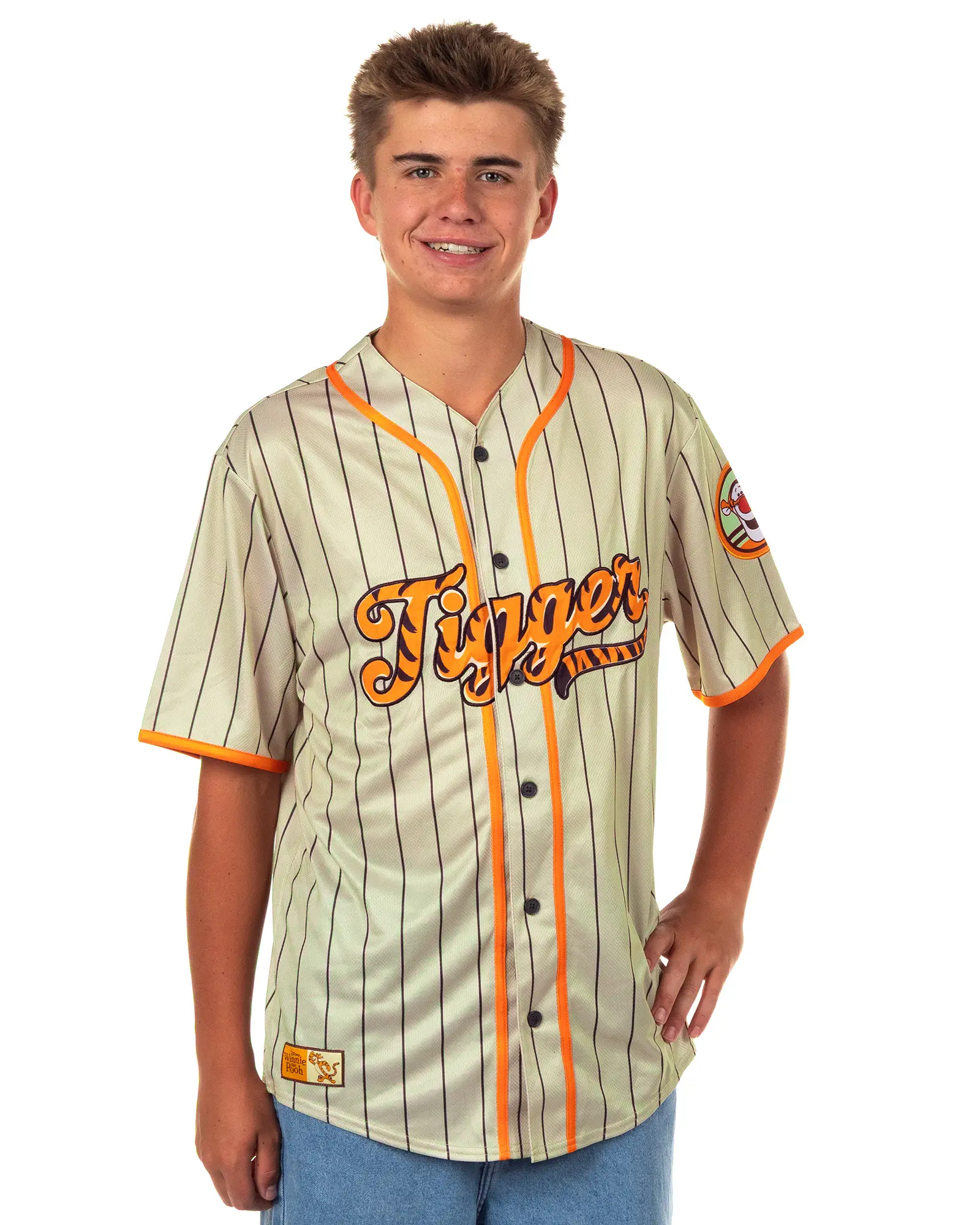 Disney Winnie The Pooh Baseball Jersey Men's Tigger Button Up Shirt