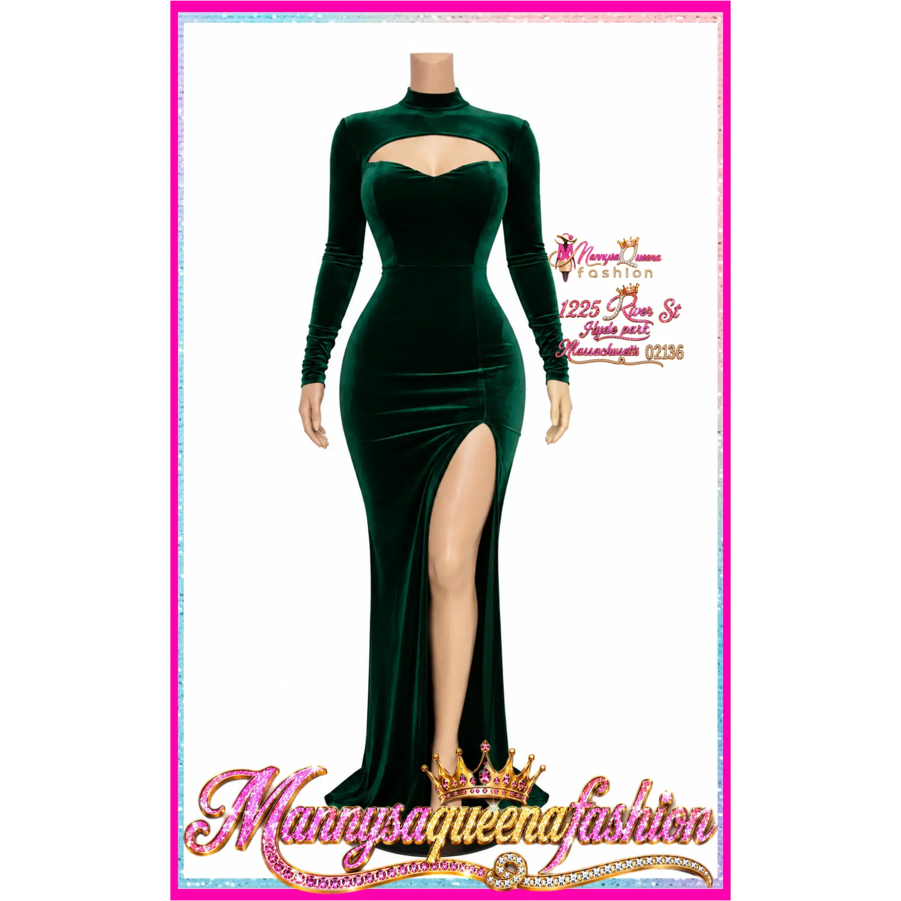 MOCK NECK MAXI DRESS GREEN