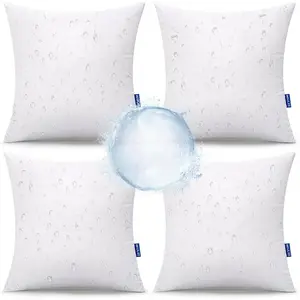 18x18 Outdoor Throw Pillows Set of 4 Waterproof Soft Decorative Water Resistant Throw Inserts for Patio Furniture and Garden