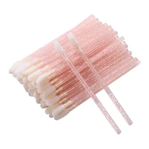 50 Pack Crystal Wand Disposable Lip Brushes, Lip Makeup Brushes Beauty Tool Kits, Lipstick Lip Gloss Applicator for Appling Lip Oil, Lipstick, Lash Extension, Nail Polish, Eyeshadow (Pink)