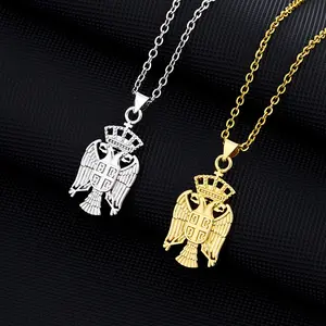 Republic of Serbia Eagle Pendant Necklace Couple Jewelry Unisex Souvenir Perfect Gift