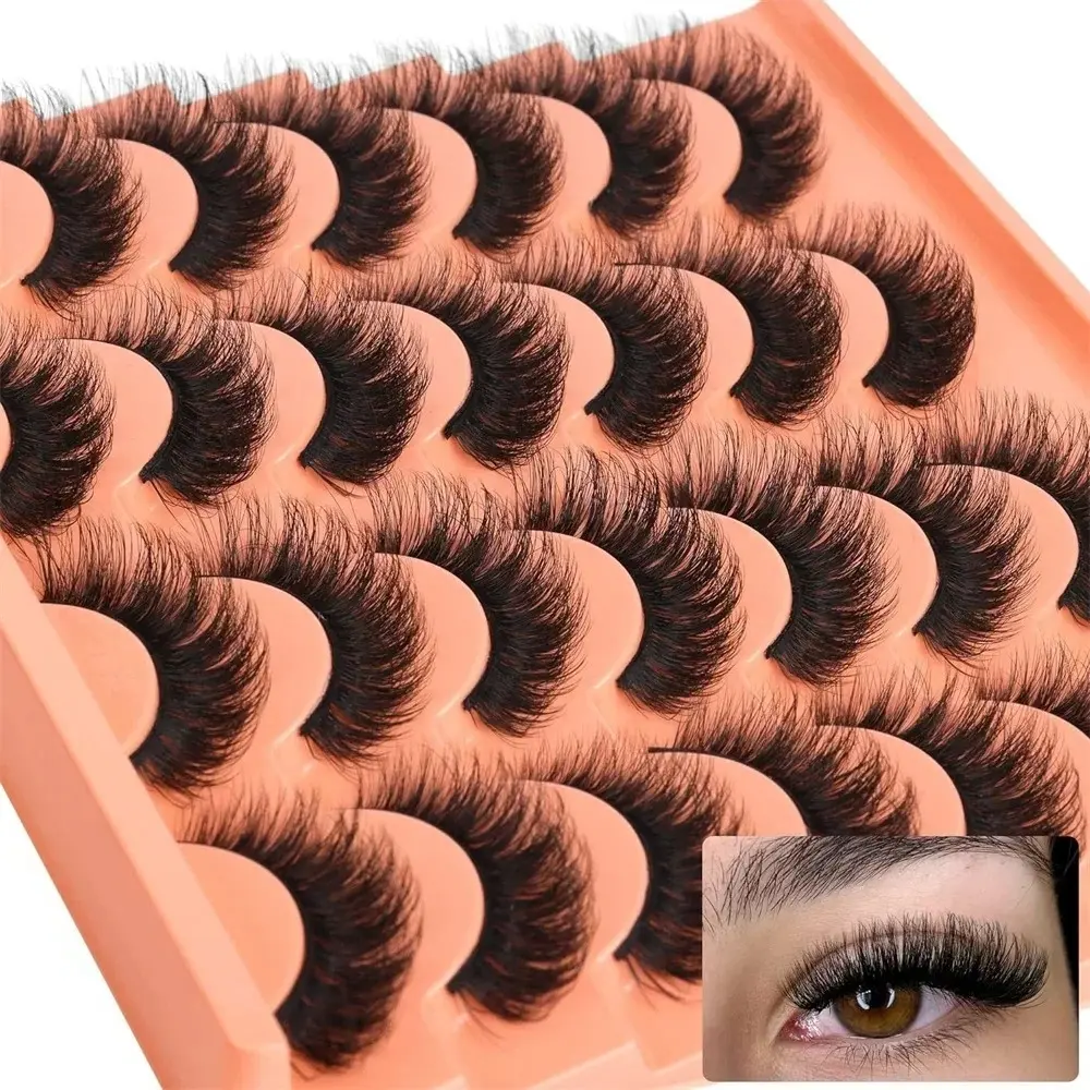 14 Pairs Natural Look False Eyelashes Artificial Lashes Set Fancy Lashes Thick Fluffy Faux Mink Lashes Extensions Effect Handmade Reusable Soft Lashes for Daily Makeup Party