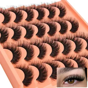 14 Pairs Natural Look False Eyelashes Set Thick Fluffy Faux Mink Lashes Extensions Effect Handmade Reusable Soft Lashes for Daily Makeup Party