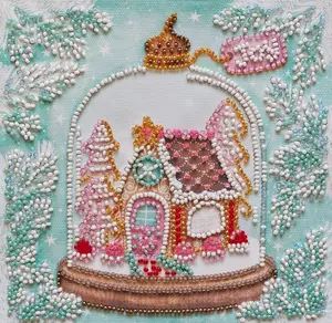 Mini Bead embroidery kit - Cheerful house