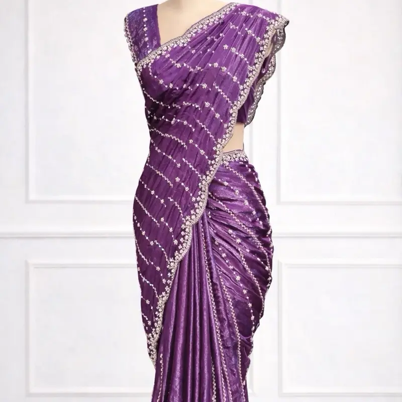 Kaddhana Beads Organza Silk Saree