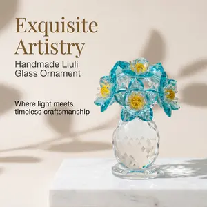 Hand-Blown Glass Vase, Elegant Art Decor for Home, Office (Non-Natural Crystal Derivative Accent Piece)
