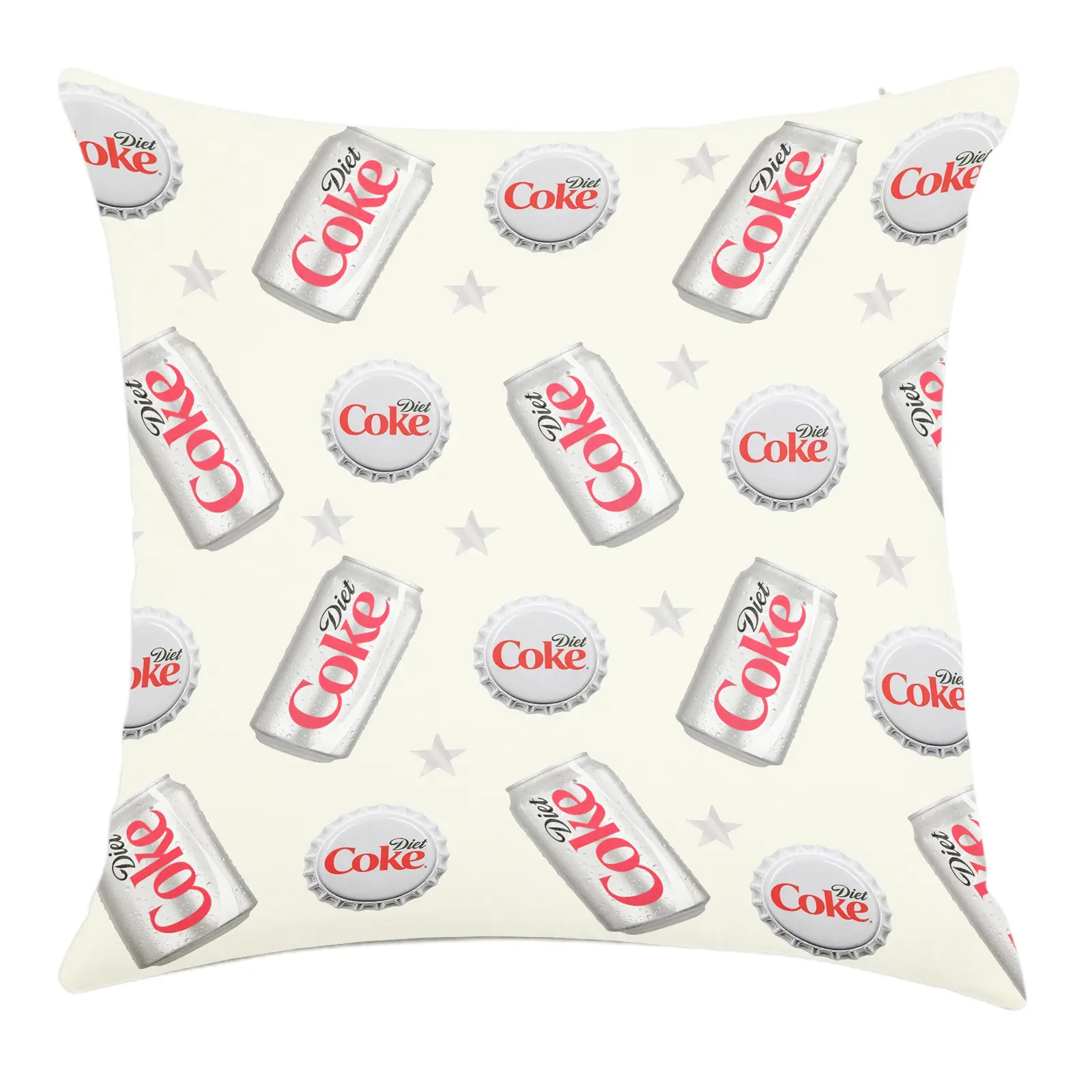 Diet Coke Bottle Cap Pattern Cover Throw Pillowcase  Diet Coke Pillowcase Single-sided printing Linen Material ,no pillow insert,Bedroom Sofa Decorations.Gifts suitable for girls
