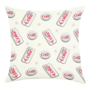 Diet Coke Bottle Cap Pattern Cover Throw Pillowcase  Diet Coke Pillowcase Single-sided printing Linen Material ,no pillow insert,Bedroom Sofa Decorations.Gifts suitable for girls