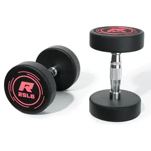 RitFit Pink PVC-Coated Round Dumbbells in Pairs  Floor Protection Durability Home Gym