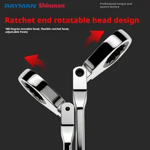 Extended Double End Ratchet Ring Wrench Long Reach Quick Offset Spanner Labor Saving for Auto Wheel Alignment Car Repair