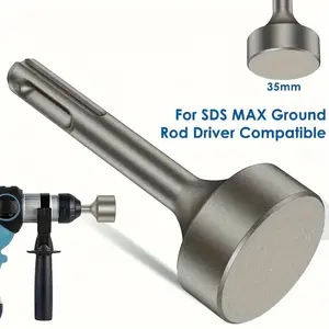No Electricity Required Heavy-Duty Cylindrical Metal SDS Plus Ground Rod Driver, Compatible with SDS Max Adapters for Rotary Hammer, Ideal Grounding Rod Installation Tool