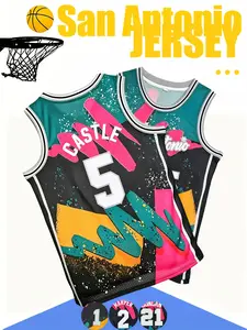 Colorful Embroidered Number Basketball Jersey - Breathable & Durable Fit for Players