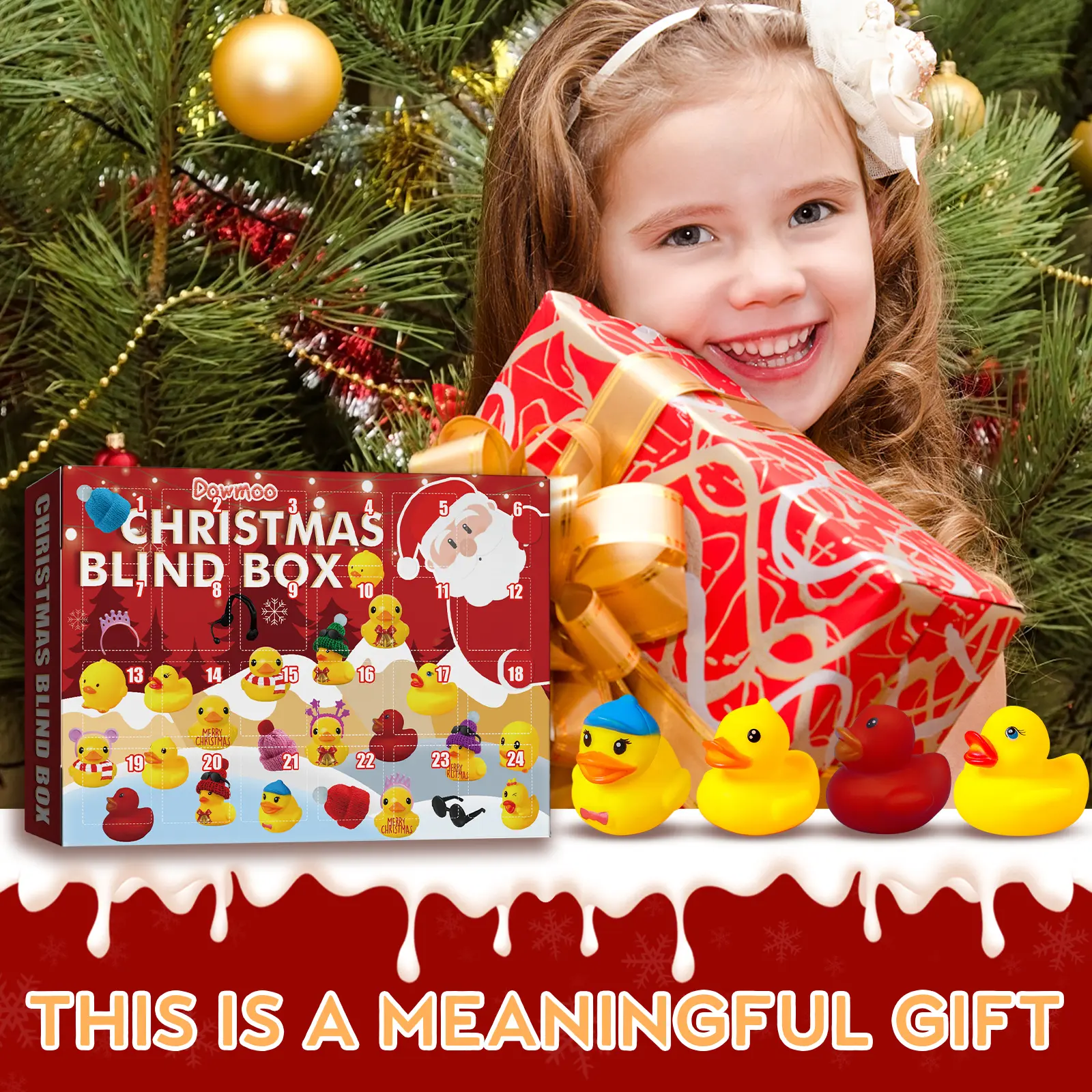 advent calendar Dowmoo Christmas Rubberized Duckling Advent Calendar 24 Compartment Cartoon Gift Duckling Gift Box for Friends and Family giftbag