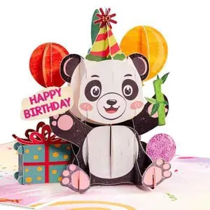 Paper Love Birthday Panda Frndly Pop Up Card - 8"x6" Adorable Design with 3D Scene & Eco-Friendly Materials Perfect Gift