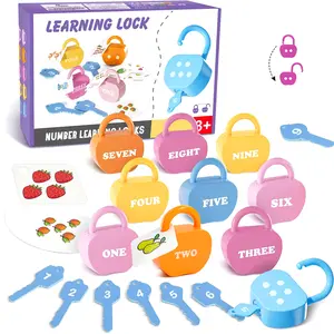 Apple Shape Learning Locks & Keys Kids Toys Set Numbers Matching Counting Game with Learning Cards Educational Math Toys for 3+ Girls and Boys, Funny Christmas Gift