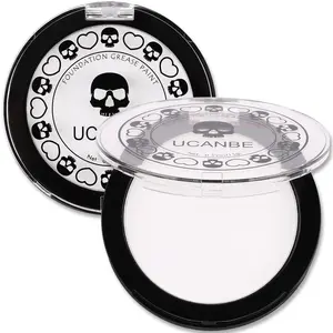 Goth White Cream to Powder Foundation Makeup, Professional Clown White Face Body Paint with Matte Finish for Halloween, SFX Makeup, Cosplay, Costume, Stage, Mime & Film(0.52oz)
