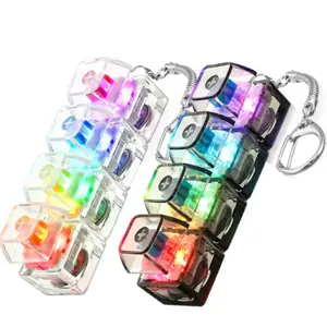 4-in-1 Keyboard Adult Fidget Clicker Toy with LED Light Keychain Cube Mechanical Key Button Clicker Stress Relief Gift for Office Home Pass Time