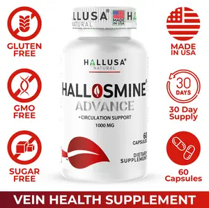 HALLUSA NATURAL HALLOSMINE ADVANCE 1000 mg x 60 Capsules – Circulation Support with High-Potency Diosmin 90% – Healthy Vein & Blood Flow